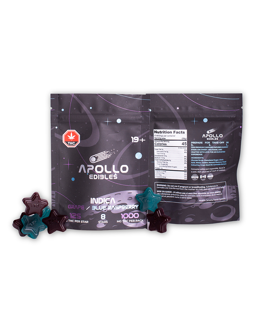 Apollo – Shooting Stars Gummies – Grape/Blue Raspberry – Indica – 1000mg THC - Image 2